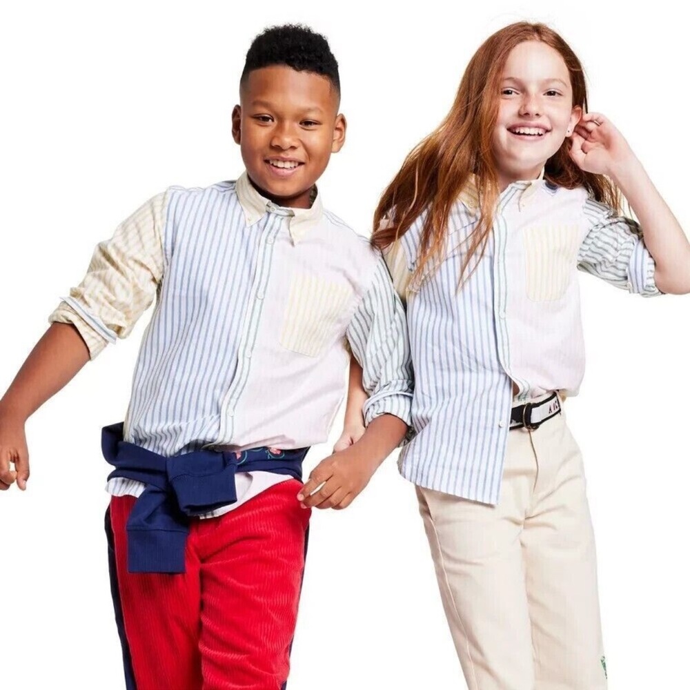 Button down NWT ROWING BLAZERS Kids Stripe Collar Long Slv Button-Down Shirt L